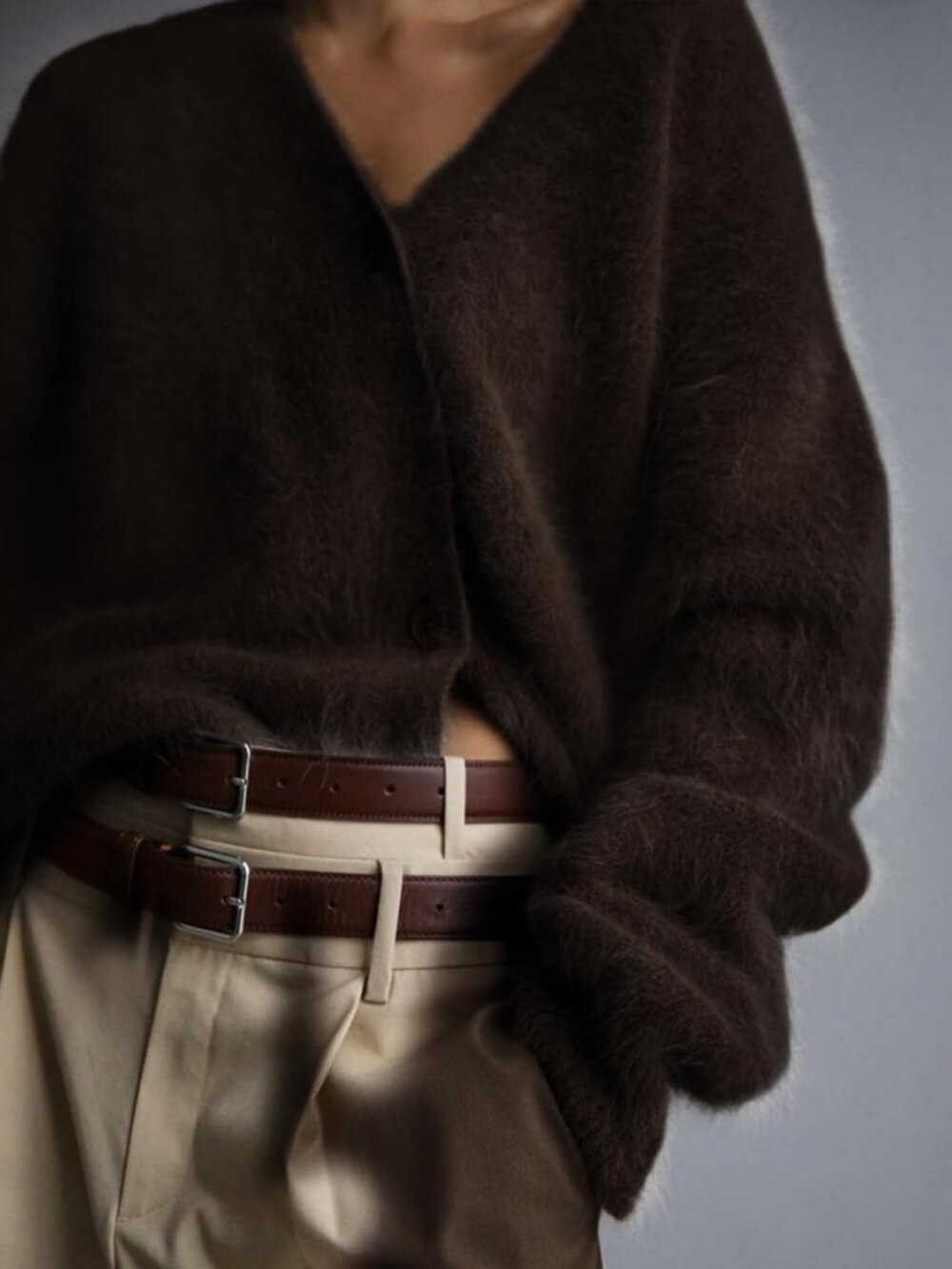 Cozy Fuzzy Cardigan Sweater | V-Neck, Long Sleeve, Button Down, Slouchy Knit - Picture 4 of 6